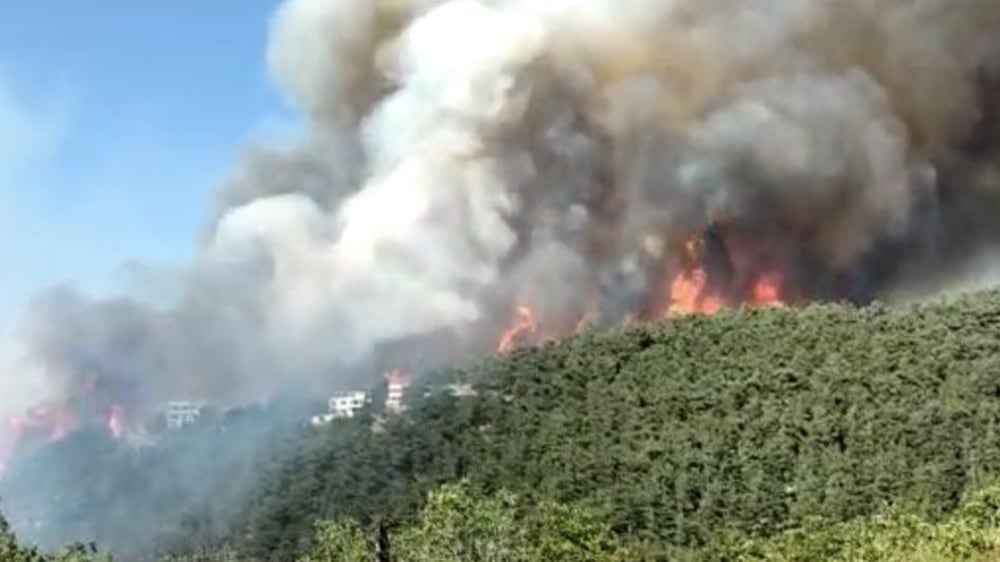 Bushfire approaches homes in Qoubaiyat, northern Lebanon