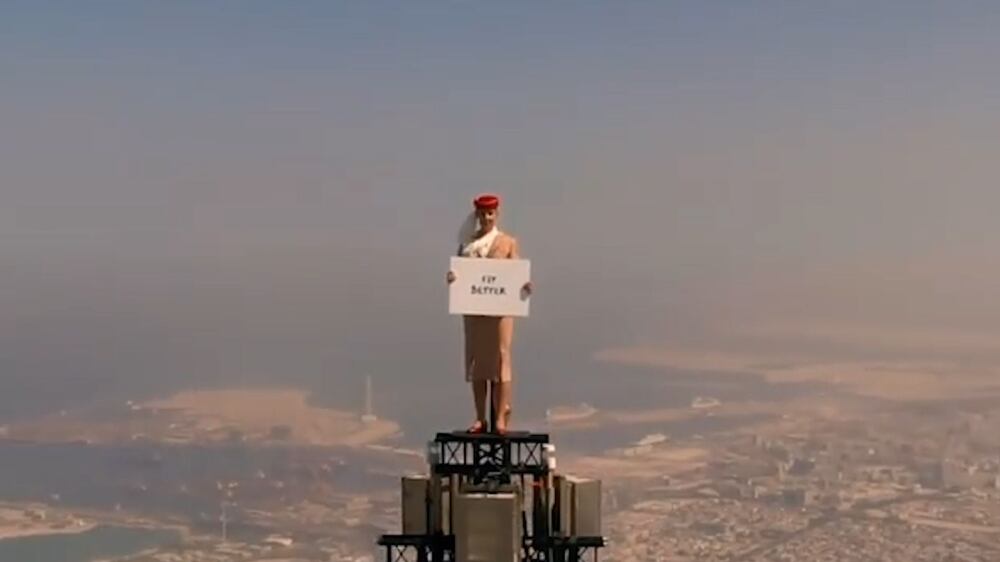 New Emirates video shows flight attendant on top of Burj Khalifa