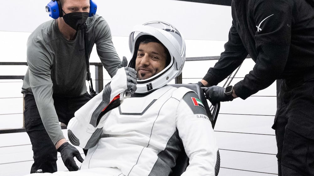 Moment UAE astronaut Sultan Al Neyadi emerges from Dragon capsule