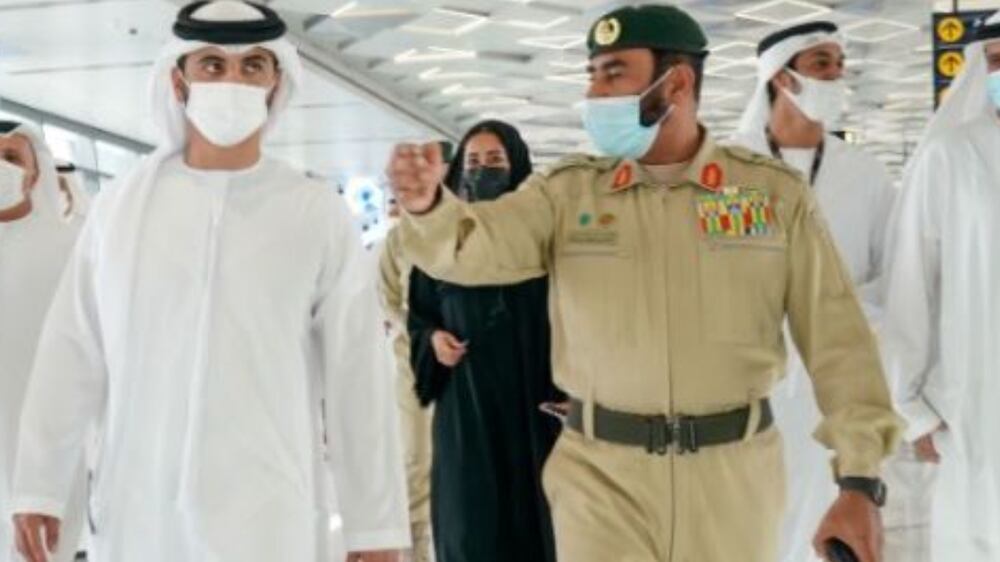 Sheikh Mansoor bin Mohammed checks security at the Expo 2020 Dubai site