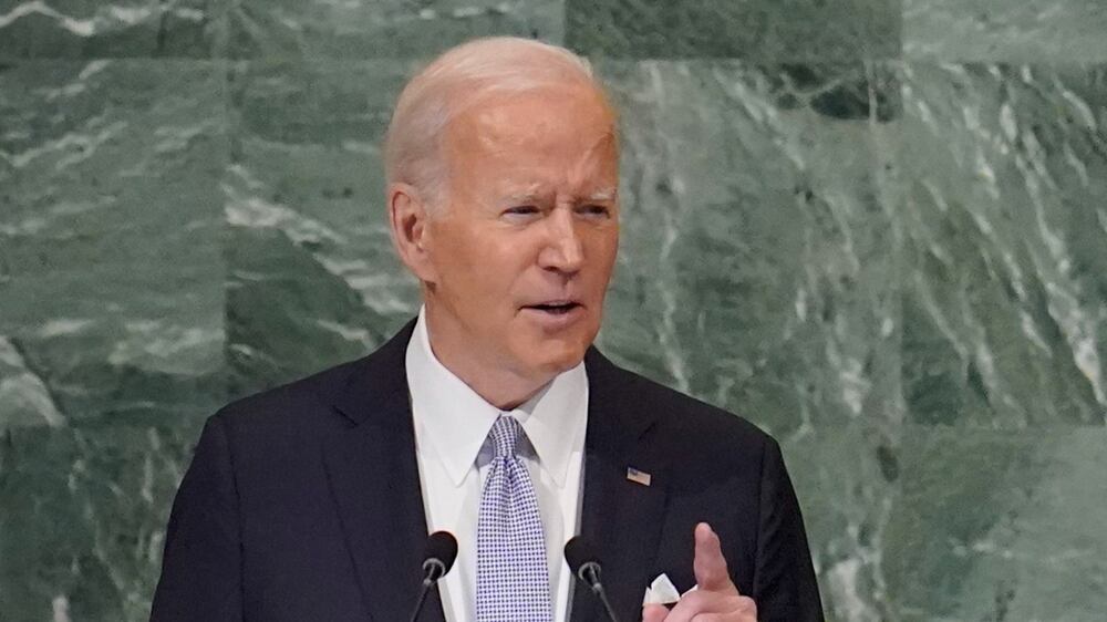 President Joe Biden addresses to the 77th session of the United Nations General Assembly, Wednesday, Sept.  21, 2022 at U. N.  headquarters.  (AP Photo / Mary Altaffer)