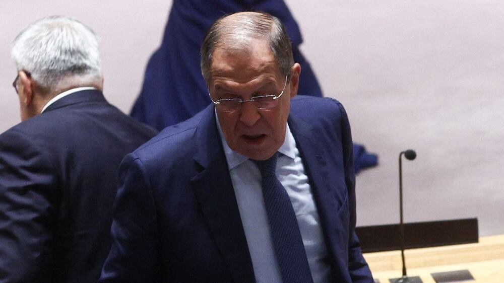 Russia's Foreign Minister Sergei Lavrov attends a high level meeting of the United Nations Security Council on the situation amid Russia's invasion of Ukraine, at the 77th Session of the United Nations General Assembly at U. N.  Headquarters in New York City, U. S. , September 22, 2022.  REUTERS / Amr Alfiky