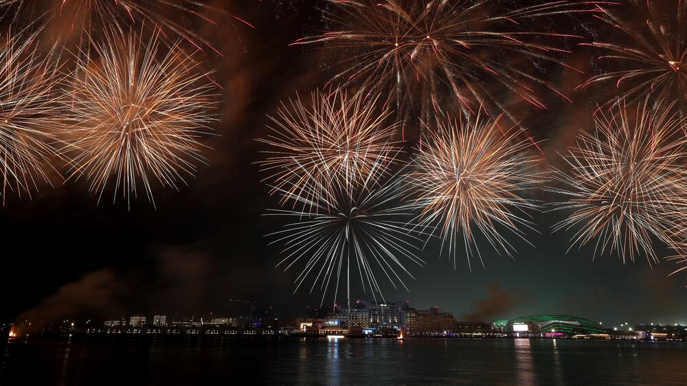 Fireworks go off for Saudi national day. Yas Bay, Abu Dhabi. Chris Whiteoak / The National
