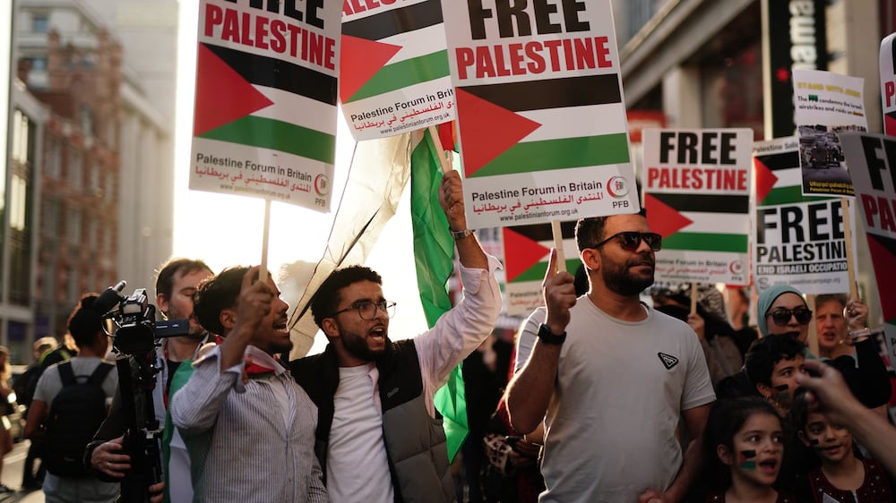 Israel and Palestine solidarity protesters hit London streets