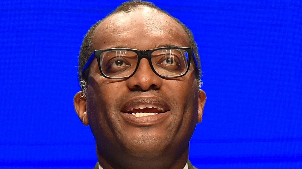 Britain's Chancellor of the Exchequer Kwasi Kwarteng delivers his keynote address on the second day of the annual Conservative Party Conference in Birmingham, central England, on October 3, 2022.  (Photo by Paul ELLIS  /  AFP)