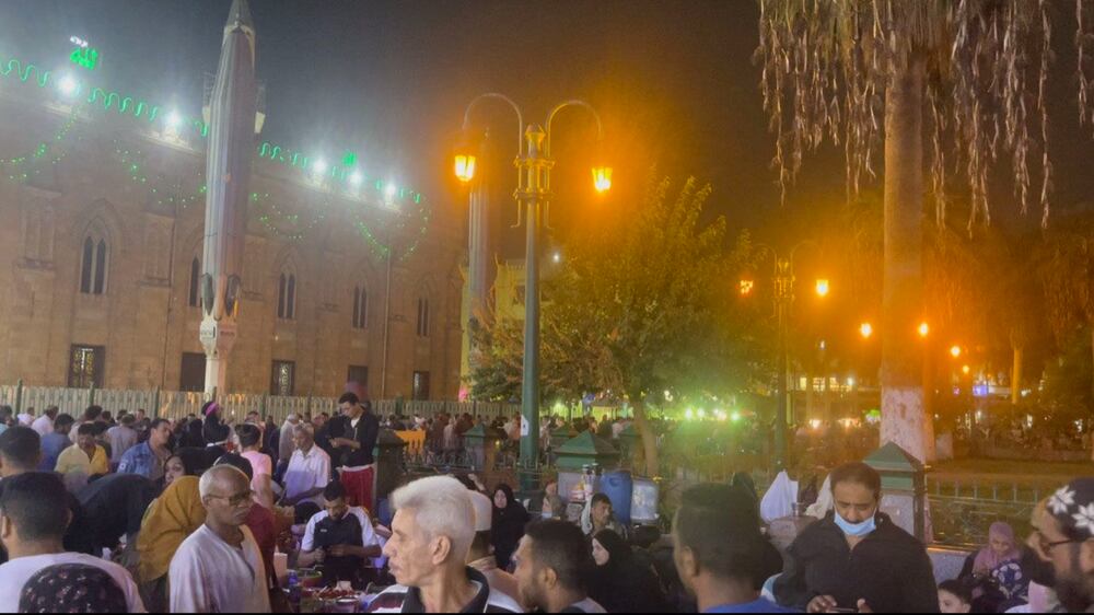 The courtyard of Al Hussein Mosque where thousands gathered to celebrate Prophet Muhammad's birthday. Kamal Tabikha / The National