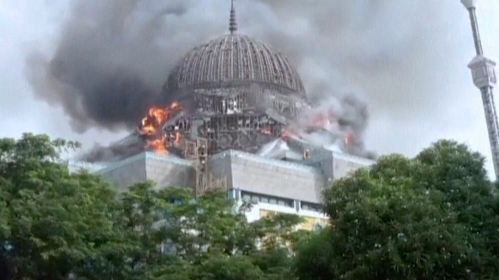 Giant dome collapses after fire at Indonesia mosque