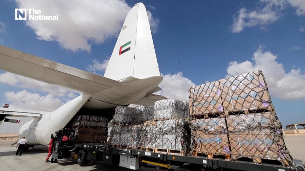 Gaza-bound aid from UAE arrives in Egypt