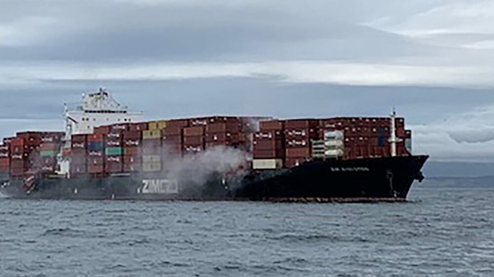 Container ship catches fire off Canadian coast