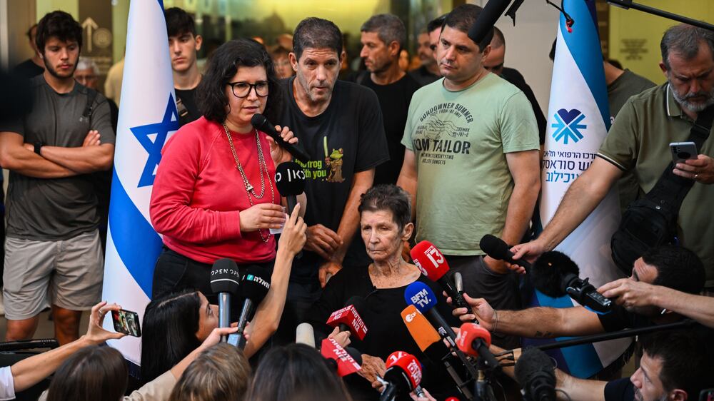 Watch: Freed Israeli hostage speaks to media in Tel Aviv hospital