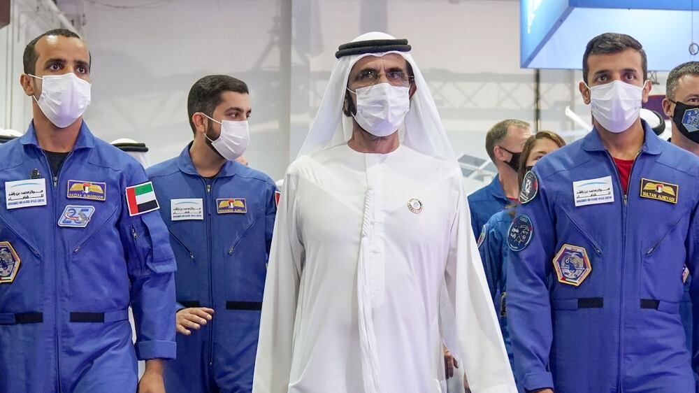 Government of Dubai Media Office ��� 25 October 2021: Sheikh Mohammed bin Rashid, Vice President and Prime Minister of the UAE and Ruler of Dubai, today visited the 72nd International Astronautical Congress at the Dubai World Trade Centre. Being held for the first time in the Middle East, the five-day international event organised by the Mohammed Bin Rashid Space Centre (MBRSC) in partnership with the International Astronautical Federation (IAF), has brought together over 4,000 participants, and more than 90 exhibitors, 110 country delegations and 350 young professionals and space experts from all walks of life.

His Highness was accompanied by Mohammad Abdullah Al Gergawi, Minister of Cabinet Affairs; Lieutenant-General Talal Belhoul Al Falasi, Vice President of MBRSC; Hamad Obaid Al Mansoori, Chairman, MBRSC; Yousuf Hamad AlShaibani, Director General, MBRSC; Emirati astronauts Hazzaa AlMansoori, Sultan AlNeyadi, and graduates of the second batch of the UAE Astronaut Programme Nora AlMatrooshi and Mohammad AlMulla. His Highness visited the stands of Russia���s Roscosmos State Corporation for Space Activities (ROSCOSMOS), National Aeronautics and Space Administration (NASA), Saudi Space Commission, ISpace, Lockheed Martin and the European Space Agency. Wam