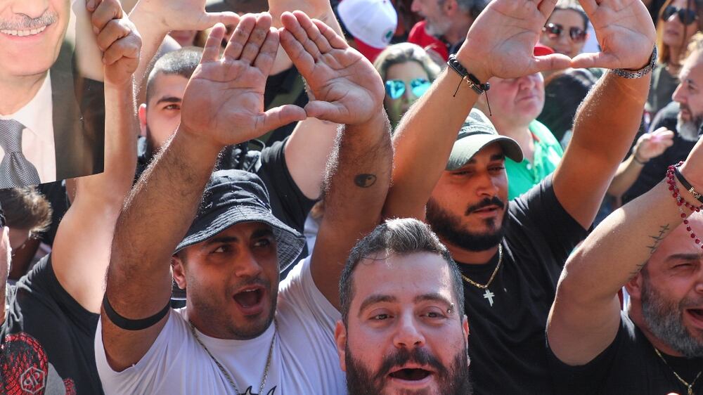 Lebanese Forces supporters protest against summoning of party leader