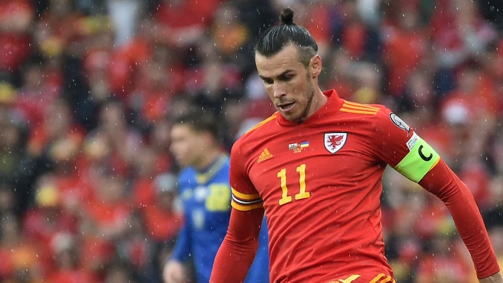 FILE - Wales Gareth Bale in action during the World Cup 2022 qualifying play-off soccer match between Wales and Ukraine at Cardiff City Stadium, in Cardiff, Wales, Sunday, June 5, 2022.  (AP Photo / Rui Vieira, File)