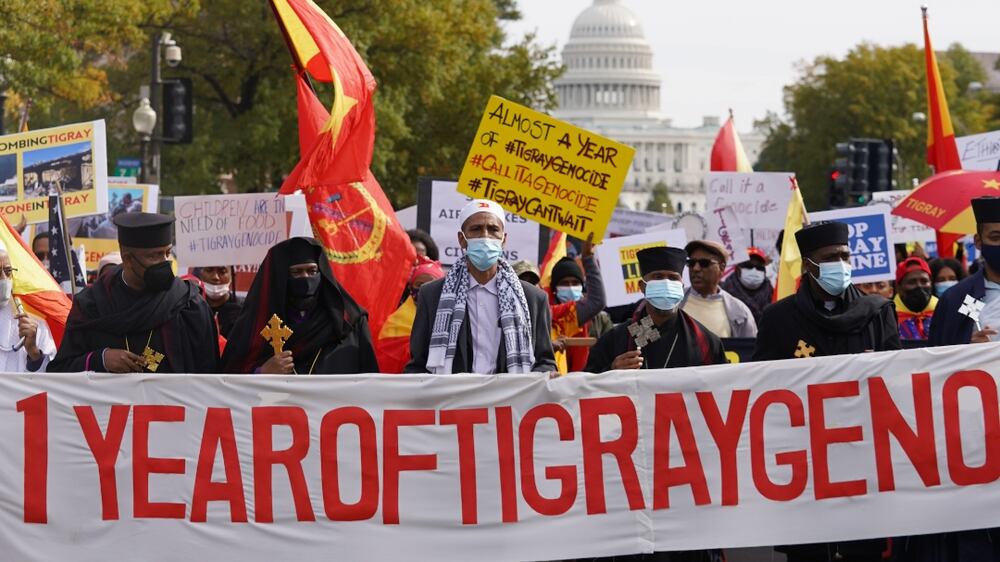 Tigrayans march on US Capitol to mark a year of war