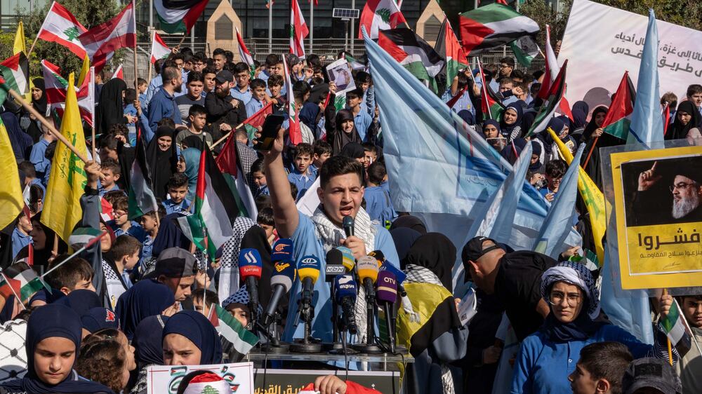 Hundreds of children demonstrate in Beirut against Israeli killing of children
