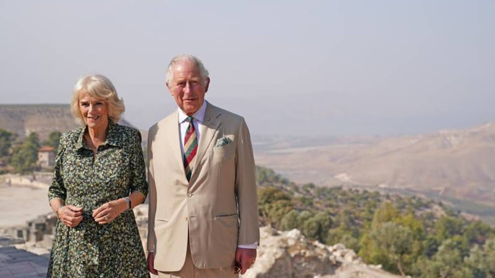 Watch as Prince Charles and Camilla explore ancient city of Gadara in Jordan
