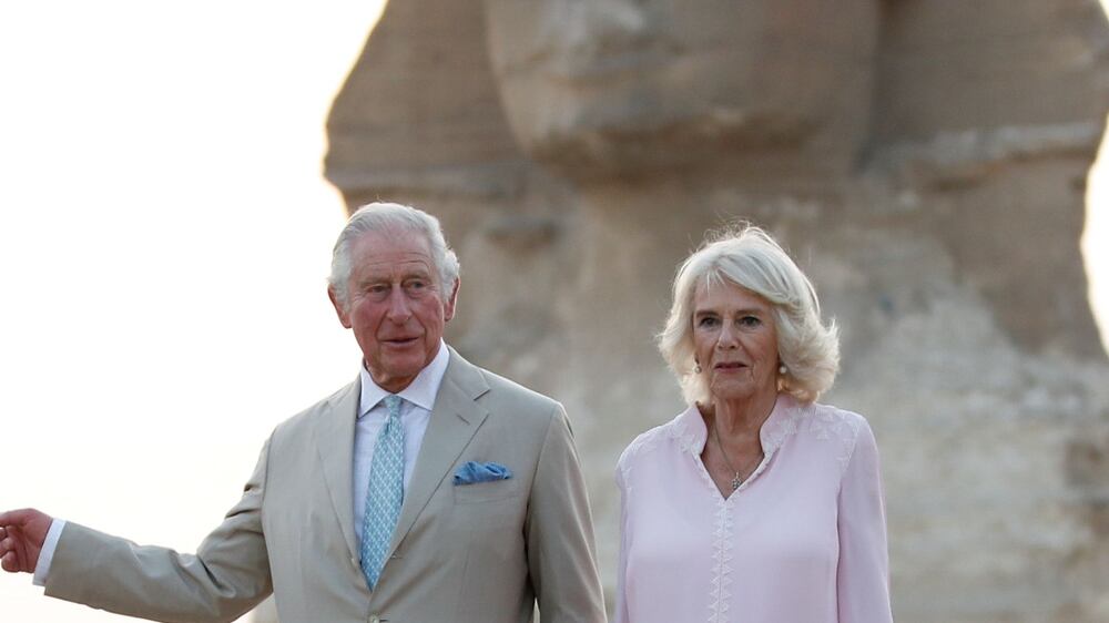 Prince Charles and Camilla visit the Pyramids of Giza