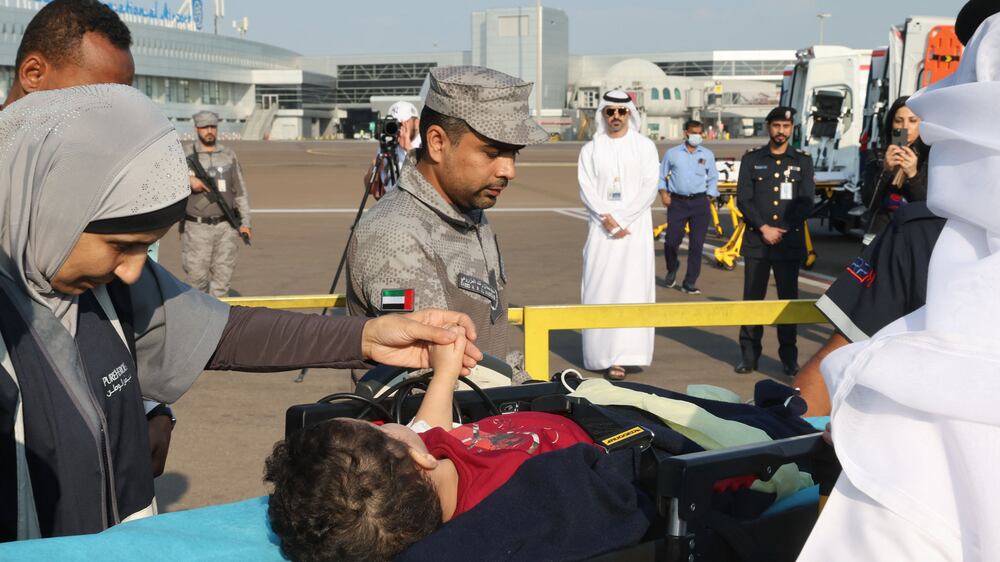 Children arrive in Abu Dhabi from Gaza for medical care