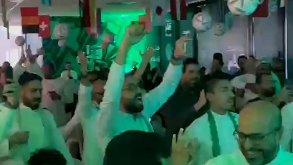 Football fans in Saudi Arabia celebrate after win over Argentina