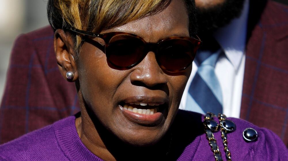 Wanda Cooper-Jones, mother of Ahmaud Arbery, talks to the media outside the Glynn County Courthouse as jury begins deliberating whether Greg McMichael, his son Travis McMichael and William "Roddie" Bryan murdered Ahmaud Arbery, in Brunswick, Georgia, U. S. , November 23, 2021.  REUTERS / Marco Bello