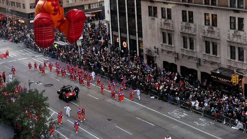 Macy's Thanksgiving Day Parade balloons fly high