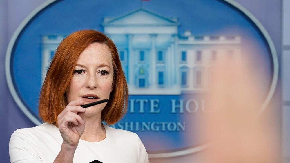 White House press secretary Jen Psaki speaks during the daily briefing at the White House in Washington, Monday, Dec.  6, 2021.  (AP Photo / Susan Walsh)