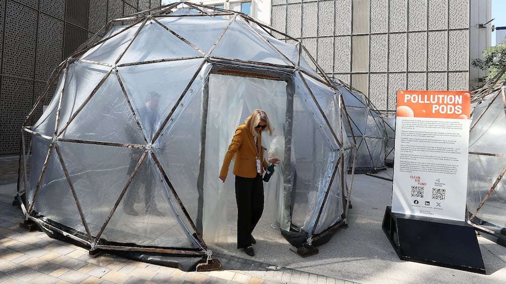 Pollution pods at Cop28 in Dubai mimic the dirty air in major cities