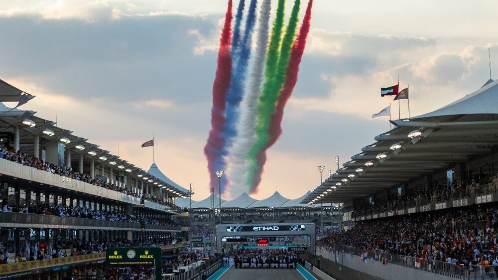 Etihad Airways performs spectacular fly-past at the Abu Dhabi Grand Prix