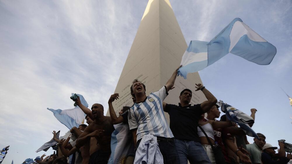 Argentina fans celebrate after beating Croatia