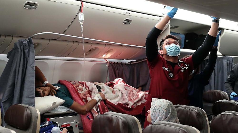 Gaza's injured and cancer patients arrive in Abu Dhabi on UAE flight