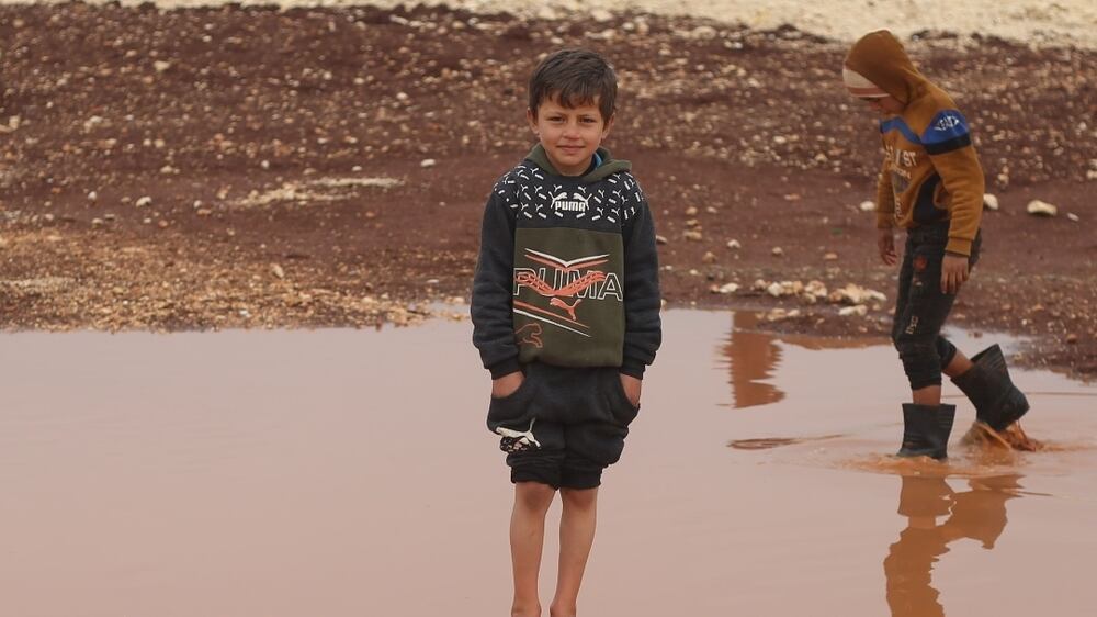 Refugee camp in Syria flooded by heavy rain