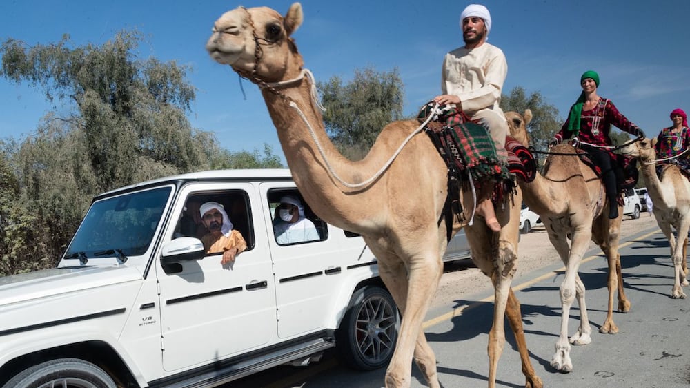 Camel trekkers get surprise visit from the Ruler of Dubai