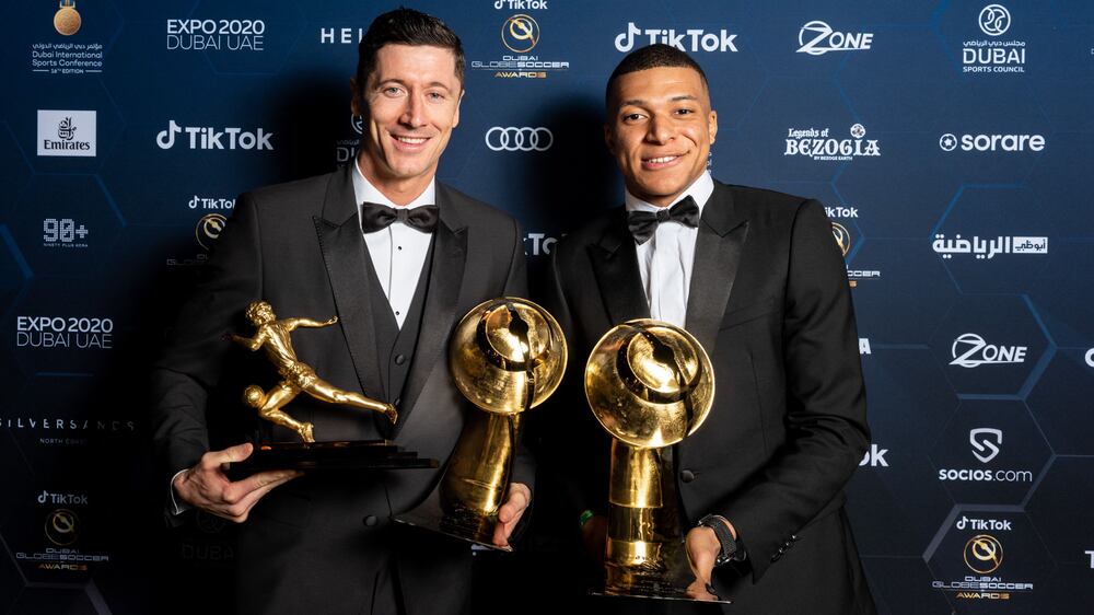 Lewandowski and Mbappe big winners at the Dubai Globe Soccer Awards