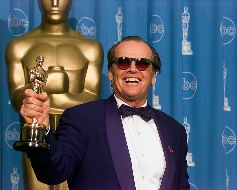 Jack Nicholson backstage at the 1998 Academy Awards. He won Best Actor for As Good As It Gets