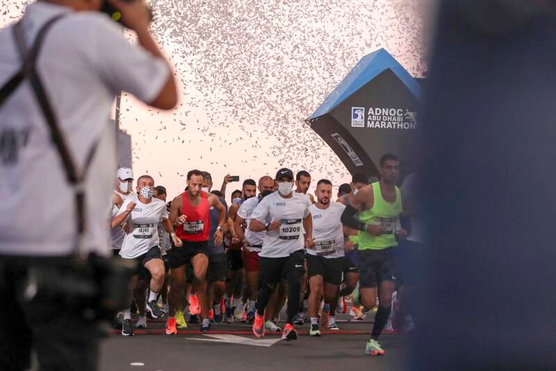 Runners take part in the Abu Dhabi Marathon 10k run.