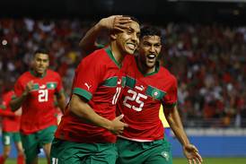Abdelhamid Sabiri celebrates scoring Morocco's second goal against Brazil. Reuters