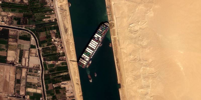 Ever Given container ship is seen in Suez Canal in this satellite image taken by Satellogic?s NewSat-16 on March 25, 2021. Satellogic/Handout via REUTERS THIS IMAGE HAS BEEN SUPPLIED BY A THIRD PARTY. MANDATORY CREDIT