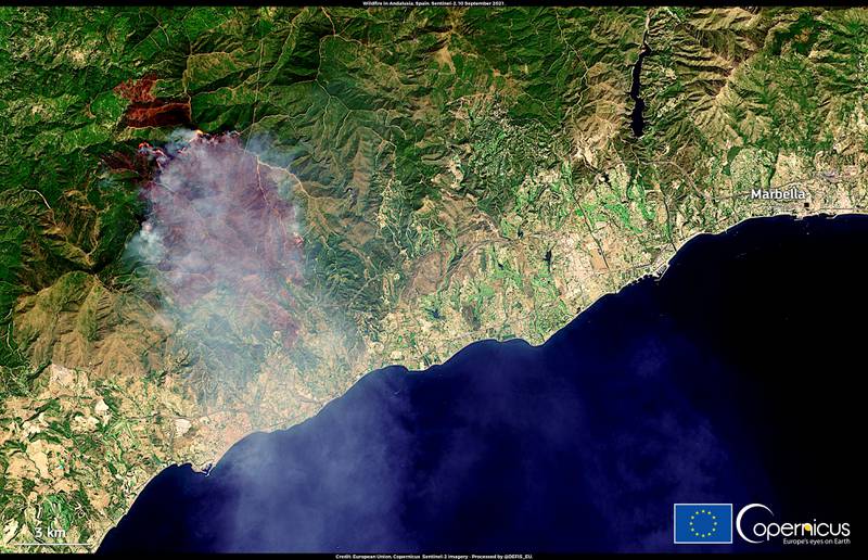 The blaze in a mountain range of the province of Malaga broke out late on Wednesday. Reuters