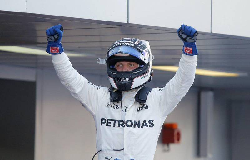Mercedes Formula One driver Valtteri Bottas of Finland celebrates winning the Russian Grand Prix on Sunday, April 30, 2017. Maxim Shemetov / Reuters