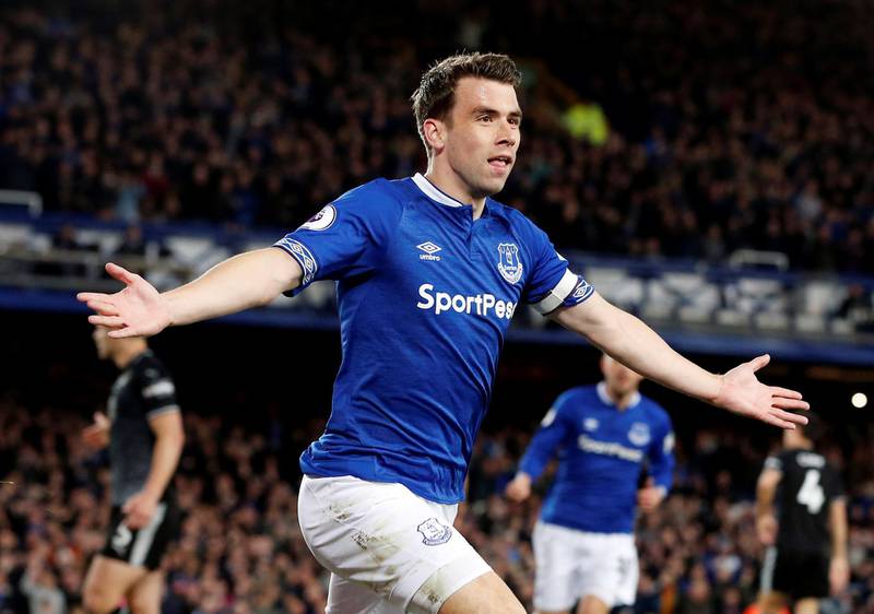 Soccer Football - Premier League - Everton v Burnley - Goodison Park, Liverpool, Britain - May 3, 2019  Everton's Seamus Coleman celebrates scoring their second goal   REUTERS/Andrew Yates  EDITORIAL USE ONLY. No use with unauthorized audio, video, data, fixture lists, club/league logos or "live" services. Online in-match use limited to 75 images, no video emulation. No use in betting, games or single club/league/player publications.  Please contact your account representative for further details.
