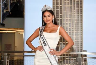 Miss Universe 2020, Andrea Meza of Mexico, at the Empire State Building in New York May 2021. AP