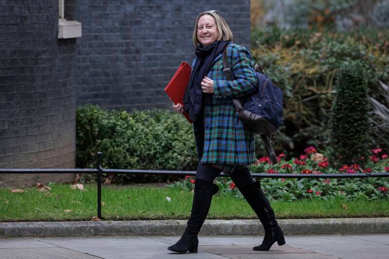 LONDON, ENGLAND - FEBRUARY 08: Secretary of State for International Trade Anne-Marie Trevelyan arrives at Downing Street on February 08, 2022 in London, England. (Photo by Rob Pinney / Getty Images)