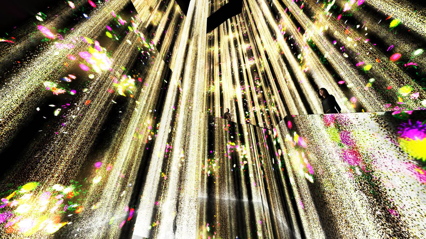 'Golden Sand Waterfall', an artwork that will be exclusively revealed in teamLab Borderless Jeddah. Photo: teamLab