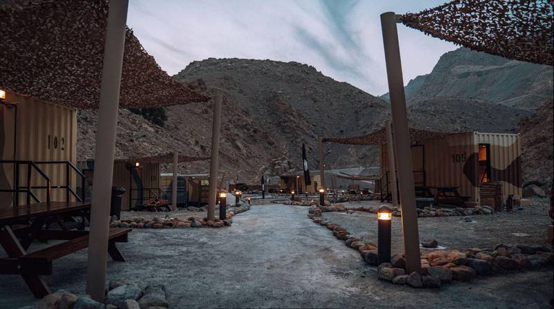 The new overnight lodges at the Bear Grylls Explorers Camp in Ras Al Khaimah. ourtesy Bear Grylls Explorers Camp