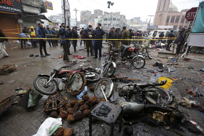 Police said the powerful bomb exploded in a crowded bazaar in Pakistan's second largest city of Lahore. AP