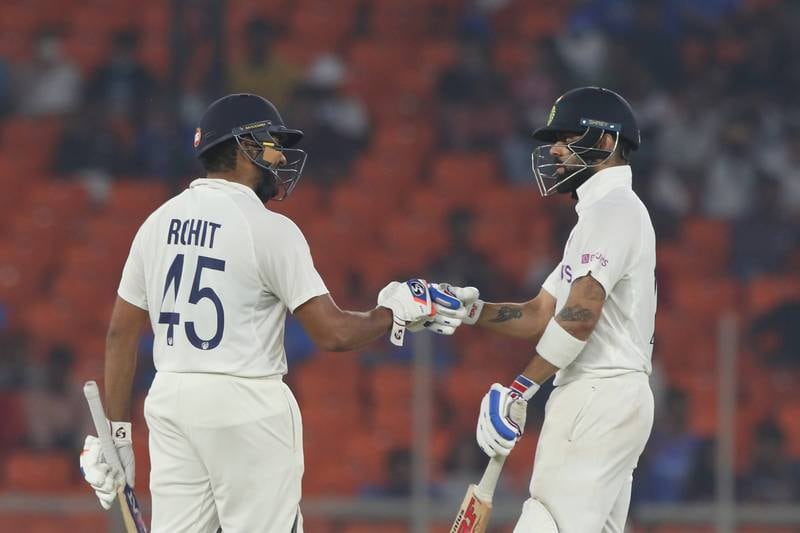 Virat Kohli(Captain) of India and Rohit Sharma of India during day one of the third PayTM test match between India and England held at the Narendra Modi Stadium, Ahmedabad, Gujarat, India on the 24th February 2021

Photo by Pankaj Nangia/ Sportzpics for BCCI