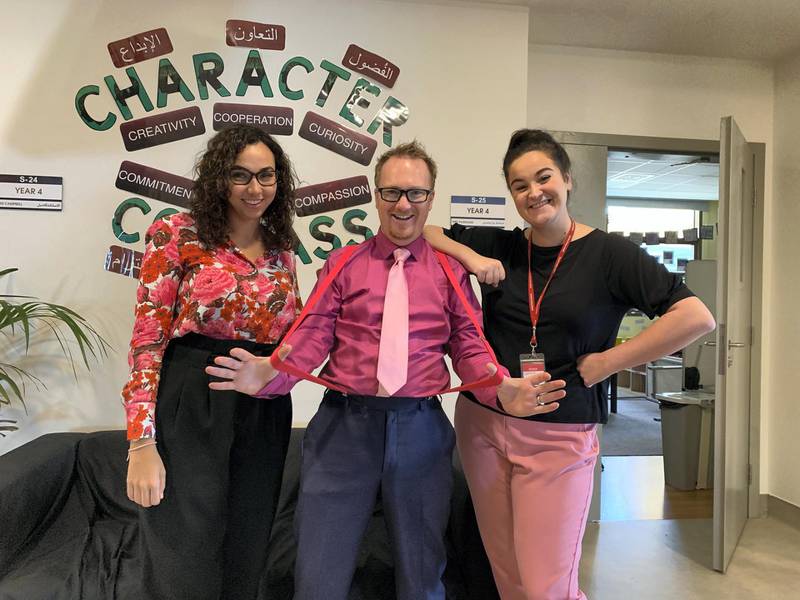 Andi Price, a class teacher at Ranches Primary School started the Pink Shirt Thursday initiative in 2017, to increase awareness about cancer in UAE’s education community. Courtesy: Andi Price 