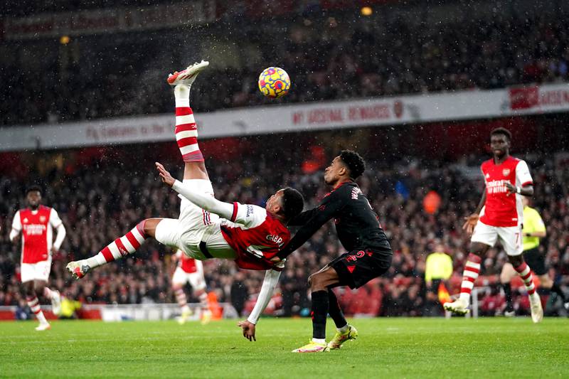 Gabriel – 6 Arsenal’s Brazilian Centre-back had a mixed game. His afternoon started with a series of several sloppy passes from the back, but he made up for it by scoring a thumping header from a corner in the second half, after having an earlier effort ruled out. PA