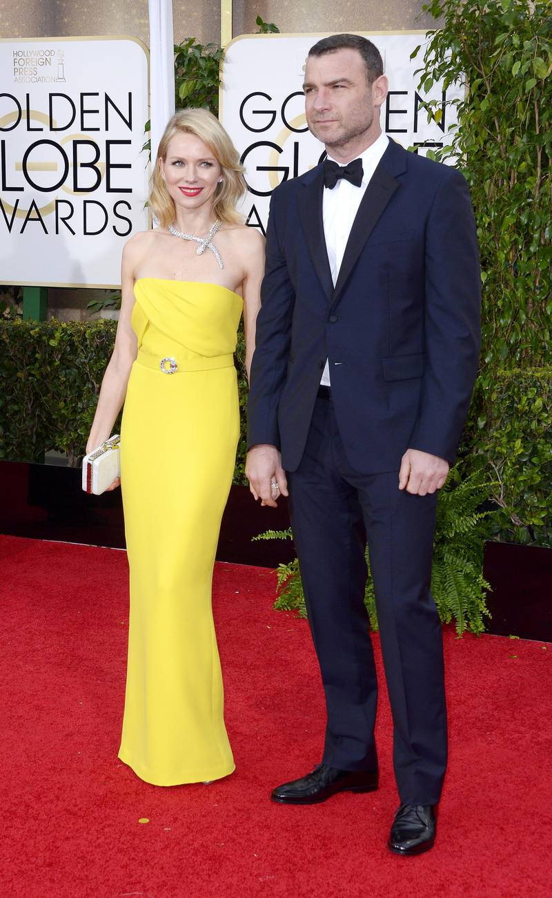 epa04556181 Liev Schreiber (R) and Naomi Watts (L) arrive for the 72nd Annual Golden Globe Awards at the Beverly Hilton Hotel, in Beverly Hills, California, USA, 11 January 2015.  EPA/PAUL BUCK