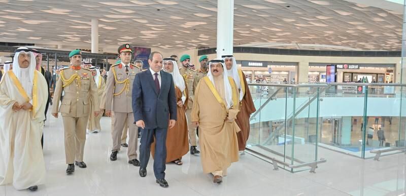 King Hamad and Mr El Sisi tour Bahrain International Airport after inaugurating a new terminal. Reuters